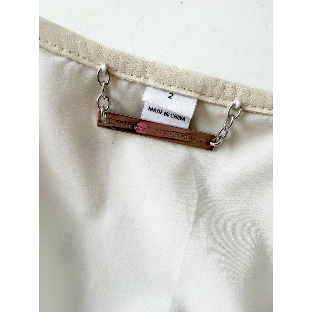 Diane Von Furstenberg Kate Leather Studded Cream Silver Jacket Sz 2 - Picture 14 of 16